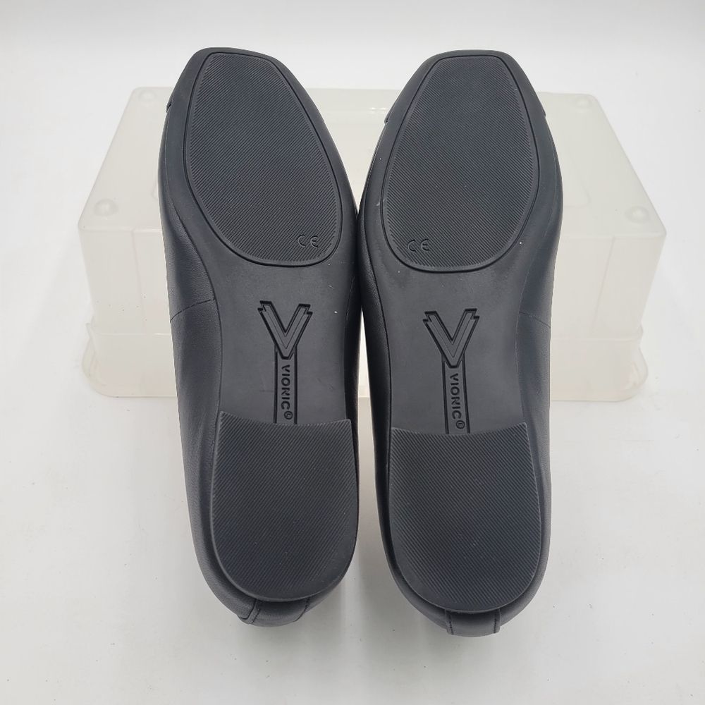 Vionic Womans Klara Ballet Flat Black Size 8 Square Toe Bow Detail Leather - Picture 7 of 10